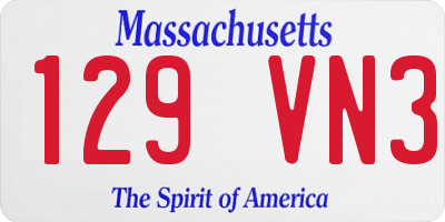MA license plate 129VN3