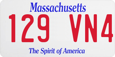 MA license plate 129VN4