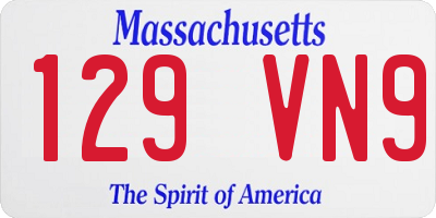 MA license plate 129VN9