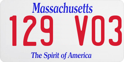 MA license plate 129VO3