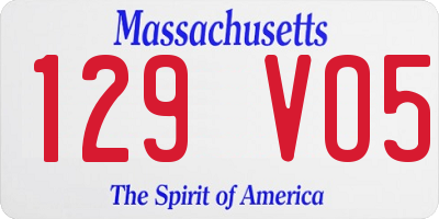 MA license plate 129VO5