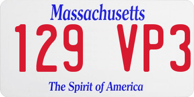 MA license plate 129VP3