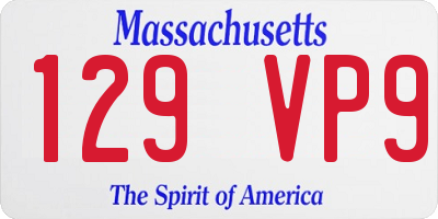 MA license plate 129VP9