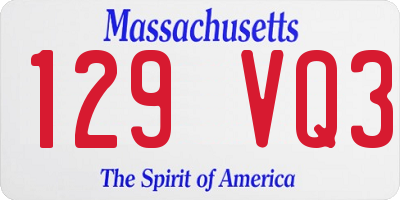 MA license plate 129VQ3