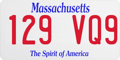 MA license plate 129VQ9
