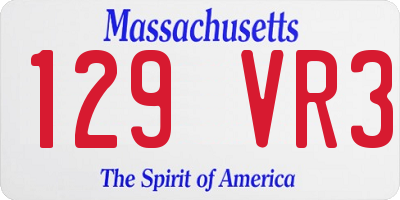 MA license plate 129VR3