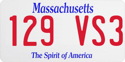 MA license plate 129VS3