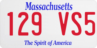 MA license plate 129VS5