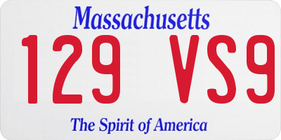 MA license plate 129VS9
