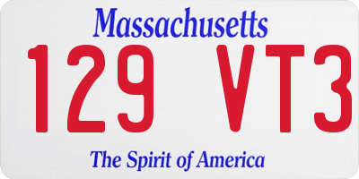 MA license plate 129VT3