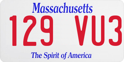 MA license plate 129VU3