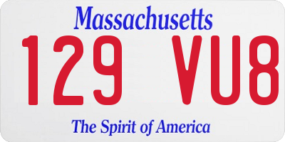 MA license plate 129VU8