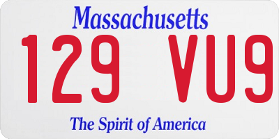 MA license plate 129VU9