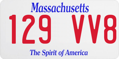 MA license plate 129VV8
