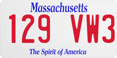 MA license plate 129VW3