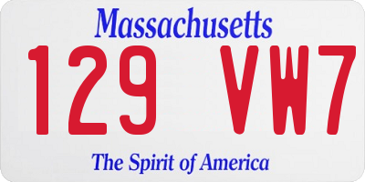 MA license plate 129VW7