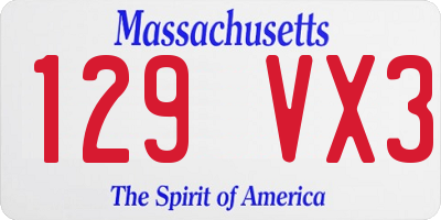 MA license plate 129VX3