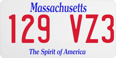 MA license plate 129VZ3