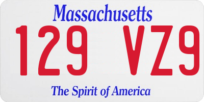 MA license plate 129VZ9