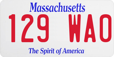 MA license plate 129WA0
