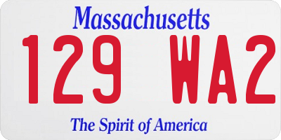 MA license plate 129WA2