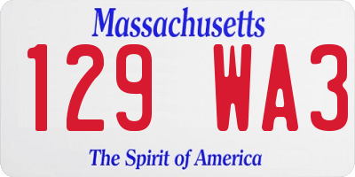 MA license plate 129WA3