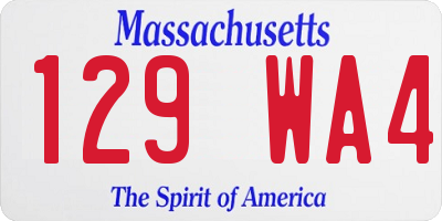 MA license plate 129WA4
