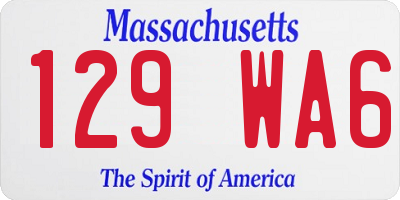 MA license plate 129WA6