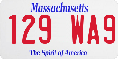 MA license plate 129WA9