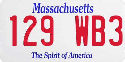 MA license plate 129WB3