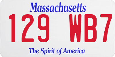 MA license plate 129WB7