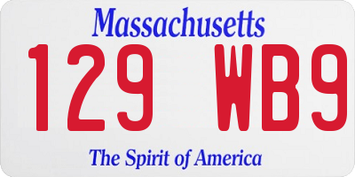 MA license plate 129WB9