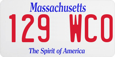 MA license plate 129WC0