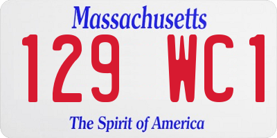 MA license plate 129WC1