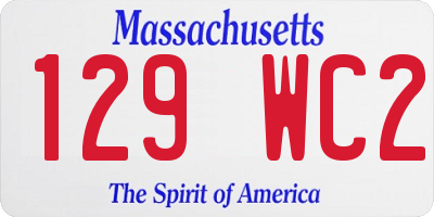 MA license plate 129WC2