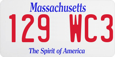 MA license plate 129WC3