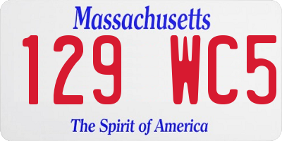 MA license plate 129WC5