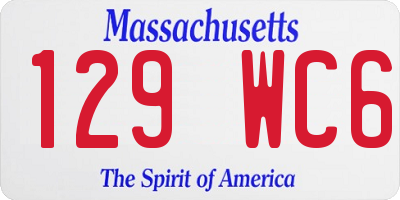 MA license plate 129WC6