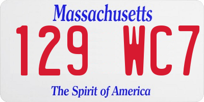 MA license plate 129WC7
