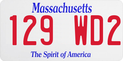 MA license plate 129WD2