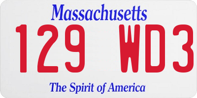 MA license plate 129WD3