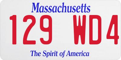 MA license plate 129WD4