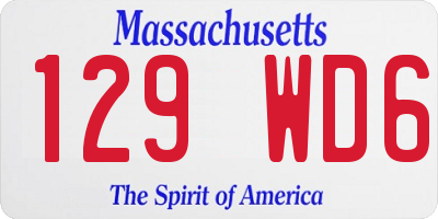 MA license plate 129WD6