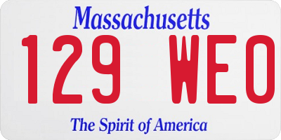 MA license plate 129WE0