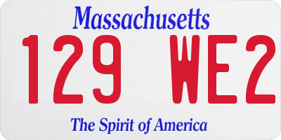 MA license plate 129WE2
