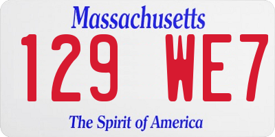 MA license plate 129WE7