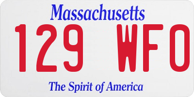 MA license plate 129WF0