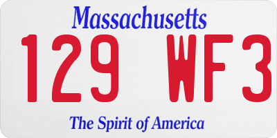 MA license plate 129WF3