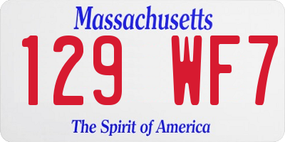 MA license plate 129WF7