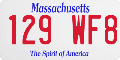 MA license plate 129WF8